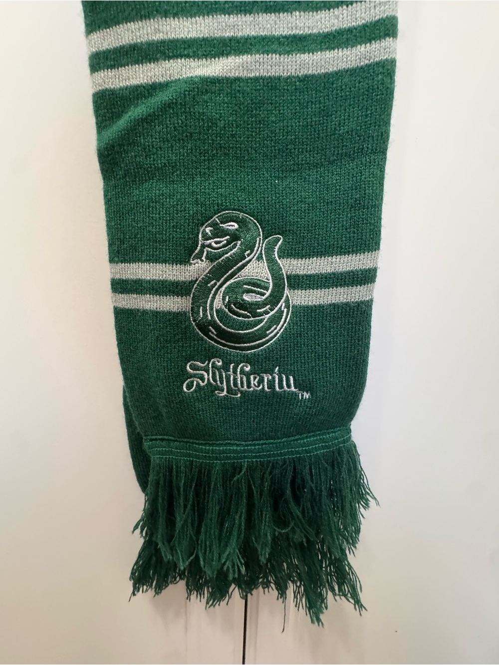 Slytherin Green Knit Scarf with Embroidered Crest - Officially Licensed